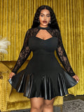 Turn heads effortlessly in this Elegant Plus Size Black Lace Evening Dress. Its delicate lace fabric and flirty asymmetric ruffle hem bring a playful twist to classic sophistication, making it perfect for parties and gatherings. Flattering and fun, this dress lets you celebrate your curves while dancing the night away in style.