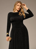 Slip into sophistication with this stunning black long sleeve dress, your secret weapon for turning heads at Valentine's Day soirées and beyond. Crafted with plus-size curves in mind, it hugs you in all the right places while the elegant long sleeves add a touch of timeless glamour. Whether you're dancing the night away or making a grand entrance, this dress whispers confidence and celebrates every fabulous inch of you. Perfect for special occasions when you want to feel absolutely unforgettable.