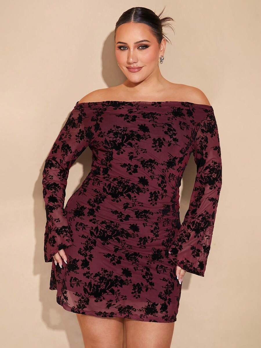 Step into the spotlight with this Elegant Plus Size Black Off-Shoulder Jacquard Mesh A-Line Dress, perfect for autumn and winter. Its off-shoulder design adds a flirty touch, while the jacquard mesh fabric brings texture and charm. The A-line silhouette flatters your curves effortlessly, making every occasion feel special and fun. Cozy up in style and let your confidence shine!