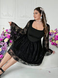 Get ready to turn heads at your next party with this Elegant Plus Size Black Party Dress! The sweetheart neck and lace patchwork add a touch of romance to this stunning dress. Perfect for any special occasion, this dress will make you feel confident, beautiful, and ready to dance the night away!