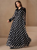 Make a statement in this charming plus-size dress that effortlessly transitions from brunch to evening plans! The timeless black and white polka dot pattern brings a touch of retro flair, while the long sleeves offer elegant coverage and versatility. Flattering cut designed to celebrate your curves with confidence. Perfect for date nights, office events, or whenever you want to feel fabulous and put-together. A wardrobe essential that proves polka dots never go out of style!