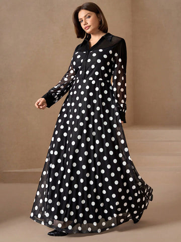 Make a statement in this charming plus-size dress that effortlessly transitions from brunch to evening plans! The timeless black and white polka dot pattern brings a touch of retro flair, while the long sleeves offer elegant coverage and versatility. Flattering cut designed to celebrate your curves with confidence. Perfect for date nights, office events, or whenever you want to feel fabulous and put-together. A wardrobe essential that proves polka dots never go out of style!