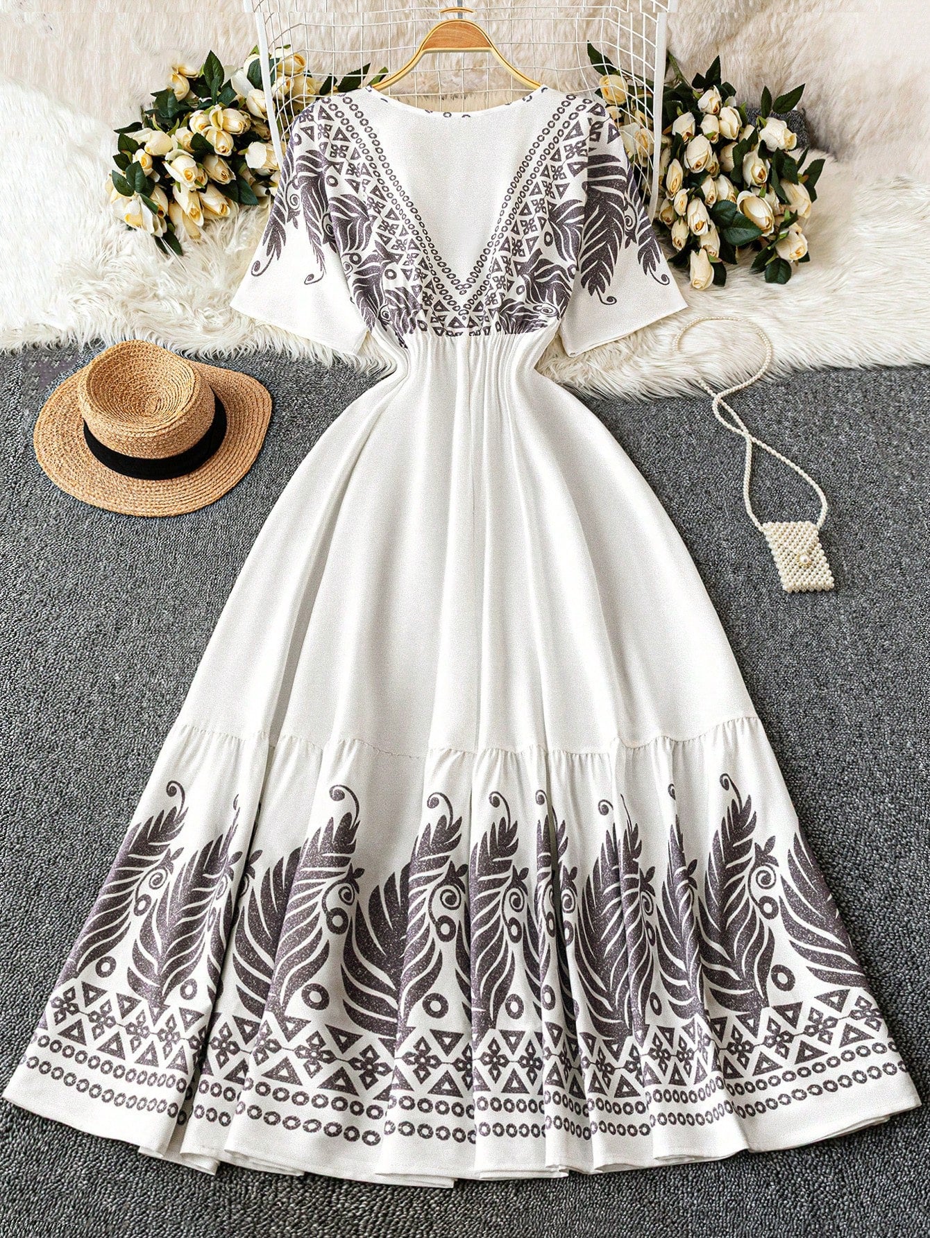 Step into effortless style with this Elegant Plus Size Bohemian V-Neck Long Dress, perfect for your casual spring and summer getaways. Its flowing silhouette and flattering V-neck create a breezy, comfortable fit that moves with you. Whether you're strolling on the beach or enjoying a sunny brunch, this dress brings a playful, free-spirited vibe to your vacation wardrobe.