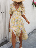 Embrace summer vibes with our whimsical Boho Floral Dress! This plus-size beauty features flirty ruffle sleeves that dance with every move and cheeky side slits that keep you cool while turning heads. The gorgeous floral pattern adds a touch of garden-party charm to your wardrobe. Perfect for twirling at festivals or sipping cocktails at sunset!