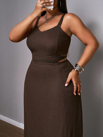 Step into sunshine and style with this elegant plus-size brown cutout tie dress. Perfect for island vacations or lively cocktail parties, its flirty cutouts and adjustable tie detail bring a fun, breezy vibe to your warm-weather wardrobe. Comfortable and effortlessly chic, it’s your go-to dress for making a memorable, playful statement wherever your summer takes you.