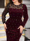 Make a statement in this stunning burgundy maxi dress that celebrates your curves with effortless glamour. Intricate lace detailing and shimmering beadwork create an eye-catching allure perfect for weddings, galas, or any special night out. The flowing silhouette flatters your figure while the rich burgundy hue adds timeless sophistication. Slip into confidence and let this dress do the talking—because you deserve to feel absolutely fabulous from head to toe!