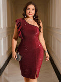 Step into autumn and winter soirées with this Elegant Plus Size Burgundy Ruffle Shoulder Cocktail Dress. Its rich burgundy hue complements the season perfectly, while playful ruffles add a flirty touch to your silhouette. Designed for comfort and style, this dress lets you dance through any event with confidence and charm.