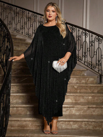 Step into the celebration with flair in this Elegant Plus Size Chiffon Dress featuring a graceful long cape overlay. Designed to flatter and flow, it’s the ultimate pick for wedding guests and mothers of the bride who want to shine effortlessly. Feel the breeze and turn heads as you enjoy comfort and style seamlessly wrapped in one stunning ensemble. Make your special occasion even more memorable with this playful yet sophisticated dress!