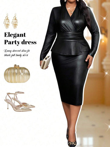 Elevate your seasonal wardrobe with this stunning plus-size dress that effortlessly transitions from office to evening events. The luxurious metallic gold finish catches the light beautifully, while long sleeves provide warmth and sophistication through fall and winter months. Designed with curves in mind, this chic piece flatters your silhouette and pairs perfectly with heels, boots, or statement jewelry. Whether you're heading to a board meeting or a festive gathering, you'll feel confident and fabulous i
