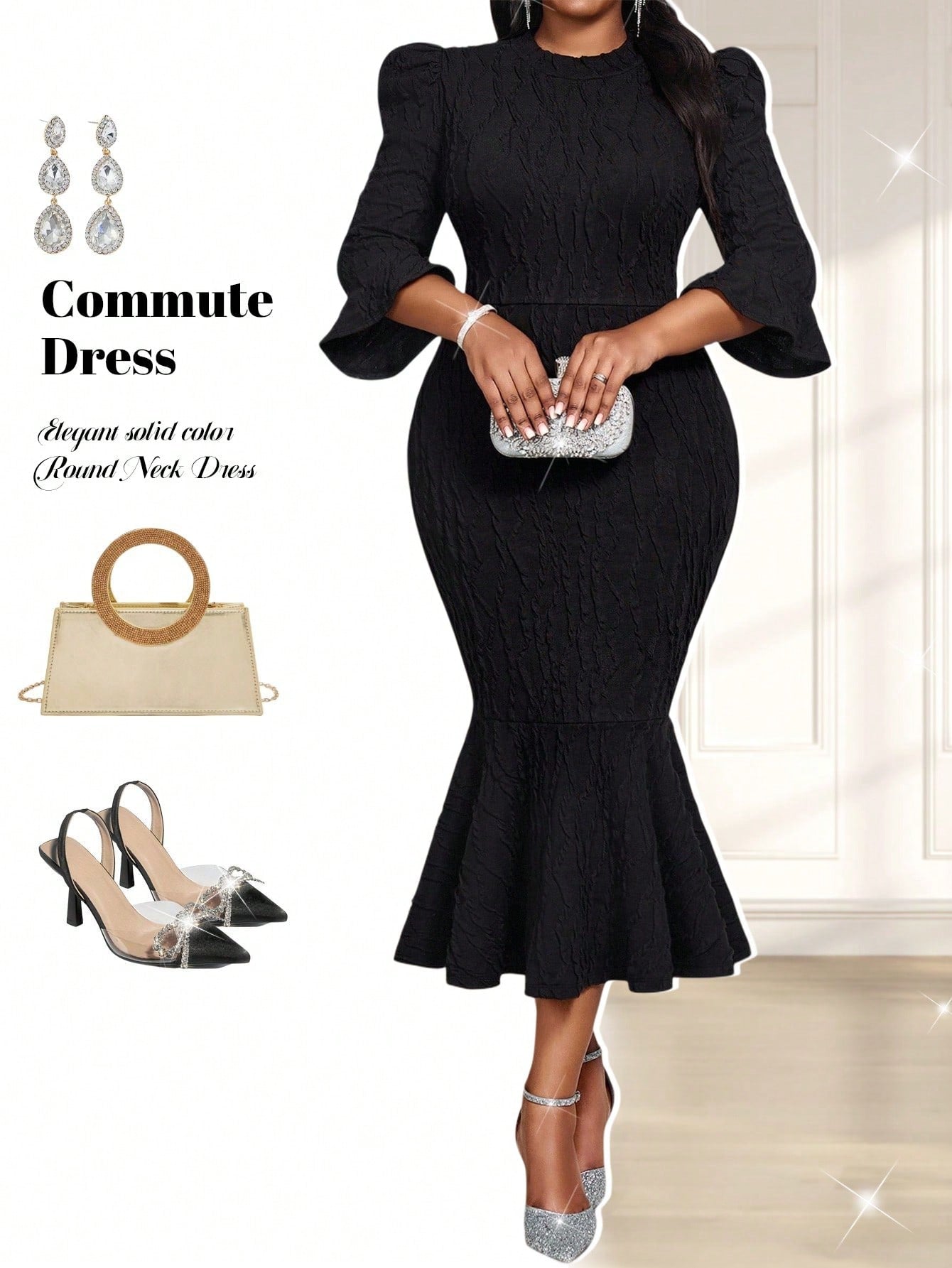 Celebrate in style with this stunning plus-size dress that's equal parts glamorous and fun! The dramatic fishtail hem creates a show-stopping silhouette, while delicate lace flare sleeves add a touch of romantic elegance. Perfect for fall festivities, weddings, or any special occasion where you want to feel absolutely fabulous. The thoughtful design flatters curves beautifully, giving you confidence and comfort all night long. Whether you're dancing at a gala or stealing the spotlight at a dinner party, thi