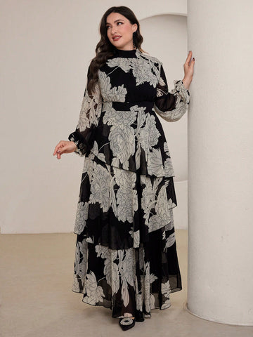 Elevate your fall wardrobe with this stunning floral chiffon dress that celebrates curves with effortless grace. The charming stand collar adds a touch of sophistication, while the cinched waist creates a flattering silhouette that hugs in all the right places. Crafted from lightweight, breathable chiffon, this plus-size beauty features a gorgeous floral print that transitions seamlessly from brunch to evening plans. Perfect for anyone ready to turn heads and feel absolutely fabulous this season!