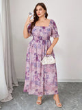 Step into romance with this Elegant Plus Size Floral Chiffon Maxi Dress. Featuring a charming square neckline and a ruched waist that hugs your curves, this dress flows gracefully to create a dreamy silhouette. Perfect for romantic occasions, its soft chiffon fabric and delicate floral patterns make you feel like you’re floating on a cloud of floral bliss. Embrace elegance with a playful twist and celebrate your beauty in every twirl.