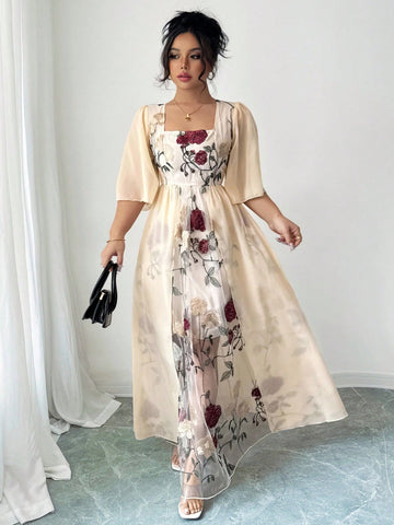 Bloom into spring and summer with effortless elegance! This plus-size V-neck dress features delicate floral embroidery that adds a touch of whimsy to your everyday style. The relaxed, casual-chic silhouette flatters beautifully while keeping you comfortable through warm weather. Perfect for brunch dates, garden parties, or simply feeling fabulous in your own skin. Designed by Elenzga Celure for those who refuse to compromise on style or comfort.