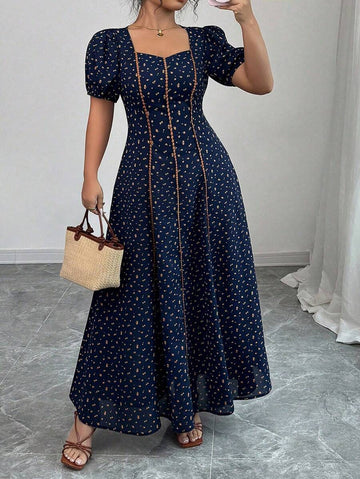 Twirl into any occasion in this stunning floral maxi dress designed for curves and confidence! The romantic puff sleeves add a touch of whimsy, while the flowing silhouette flatters and moves beautifully with you. Perfect for garden parties, brunches, or any moment that calls for effortless elegance. The vibrant floral print brings joy to your wardrobe, and the maxi length offers graceful coverage that feels both sophisticated and fun. Slip it on and let your style bloom!