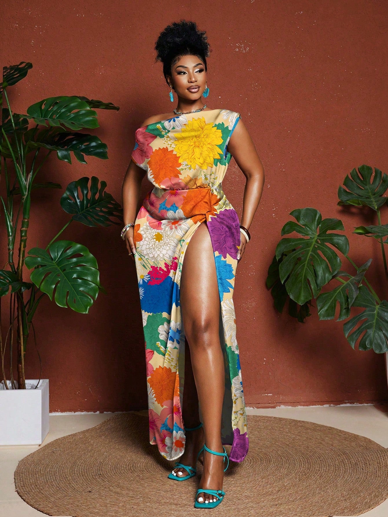 Twirl into the spotlight with our Plus Size Floral Maxi Wrap Dress! This sassy number features a flirtatious high slit that's perfect for showing off those legs while you're sipping champagne or dancing the night away. The wrap design hugs your curves in all the right places, while vibrant florals ensure you'll be the life of every holiday party. Who said elegance can't be fun?