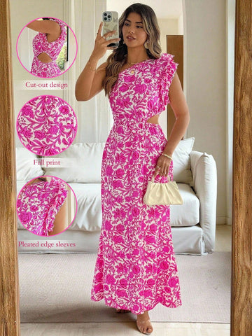 Step into a whimsical garden of style with this Elegant Plus Size Floral Oblique Shoulder Dress. Its playful off-shoulder cut and slender waist design effortlessly highlight your curves, while the delicate floral pattern adds a touch of French romance. Perfect for those who want to feel both charming and confident, this dress brings a flirtatious flair to any occasion. Embrace your elegance with a hint of fun!