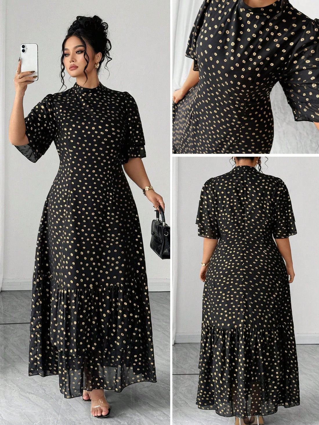 Bloom into confidence with this stunning plus-size floral print dress that's ready for anything life throws your way! Featuring vibrant botanical patterns that dance across luxurious fabric, this versatile piece transitions seamlessly from casual brunches to elegant evening events. The thoughtfully designed silhouette flatters your curves while providing all-day comfort, whether you're celebrating a special occasion or simply enjoying a beautiful day out. With its timeless floral charm and season-spanning a