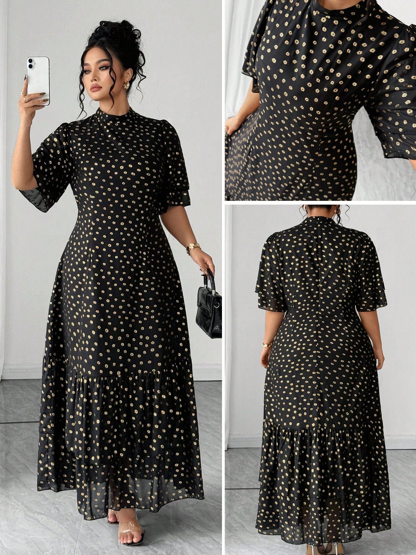 Bloom into confidence with this stunning plus-size floral print dress that's ready for anything life throws your way! Featuring vibrant botanical patterns that dance across luxurious fabric, this versatile piece transitions seamlessly from casual brunches to elegant evening events. The thoughtfully designed silhouette flatters your curves while providing all-day comfort, whether you're celebrating a special occasion or simply enjoying a beautiful day out. With its timeless floral charm and season-spanning a