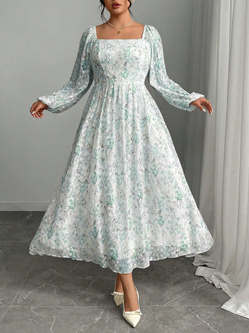 Twirl into summer with our Elegant Plus Size Floral Print Dress! Those fabulous lantern sleeves aren't just for show—they'll keep you cool while turning heads at every vacation spot. Designed to flatter your curves and spark joy, this dress transitions effortlessly from beachside brunches to evening strolls. Your suitcase's new best friend!