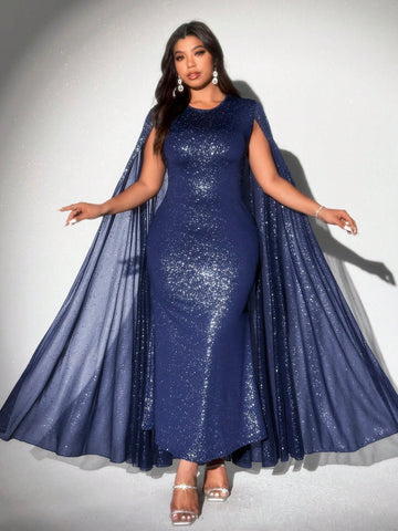 Turn heads at any event with this Elegant Plus Size Foil Print Fish Tail Dress. Its shimmering foil print and flattering fishtail silhouette bring a touch of luxury and fun to your party wardrobe. Designed to celebrate curves, this dress combines comfort with standout style for unforgettable nights.