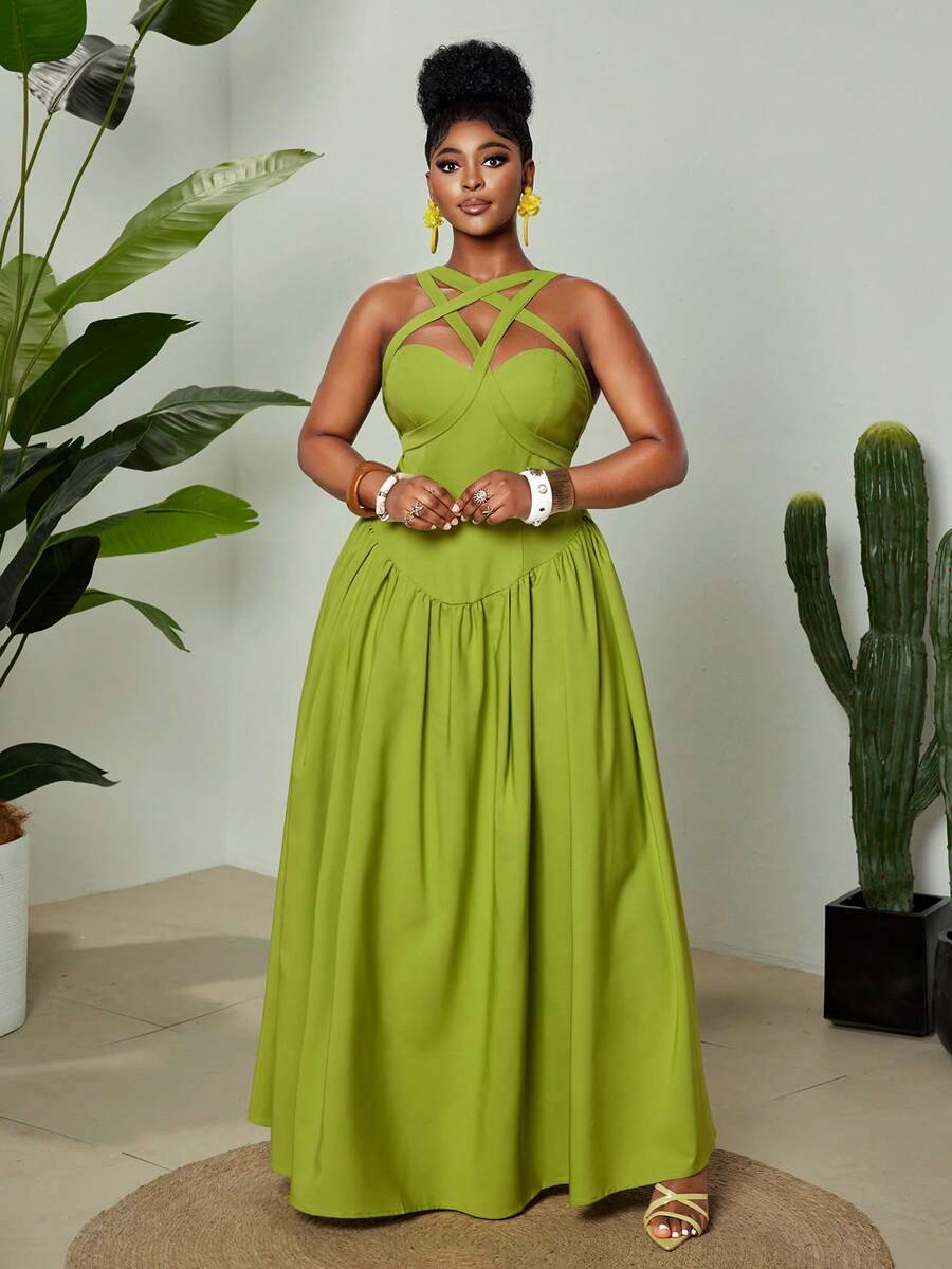 Exude Sun-Drenched Sophistication in Our Elegant Plus Size Green Spaghetti Strap Asymmetrical Dress!

Experience the breathtaking fusion of heritage luxury and sharp, modern architectural tailoring. This stunning emerald-toned ensemble is meticulously designed for the woman who values a high-fashion, "quiet luxury" approach to seasonal dressing—the ultimate centerpiece for prestigious garden retreats, exclusive gallery openings, and high-authority summer soirées.

Iconic Verdant Artistry: Featuring a master
