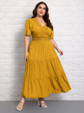Get ready to turn heads with this Elegant Plus Size Guipure Lace Insert Layered Hem Dress. Designed with exquisite lace inserts and a unique layered hem, this dress will make you feel confident and stylish. Amp up your wardrobe with this must-have piece!