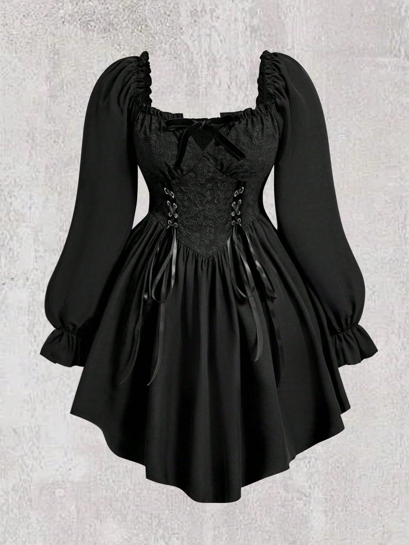 Step out in style with this Elegant Plus Size Jacquard Dress, featuring charming lace-up details and flirty ruffle sleeves. The textured jacquard fabric adds a touch of sophistication, while the playful design ensures you feel confident and fabulous at any occasion. Perfect for turning heads and embracing your unique flair!