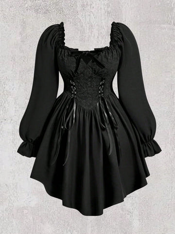 Step out in style with this Elegant Plus Size Jacquard Dress, featuring charming lace-up details and flirty ruffle sleeves. The textured jacquard fabric adds a touch of sophistication, while the playful design ensures you feel confident and fabulous at any occasion. Perfect for turning heads and embracing your unique flair!