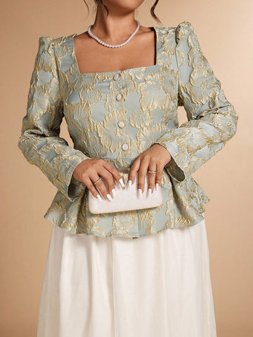 Elevate your wardrobe with this fabulous two-piece set that's all about making a statement! The jacquard top features intricate texturing that catches the light beautifully, while the midi skirt's charming ruffle hem adds a flirty touch of movement. Perfect for date nights, brunch outings, or whenever you want to feel confident and chic. Designed with generous sizing to celebrate every curve, this set combines comfort with undeniable style. Mix, match, or wear together—either way, you're guaranteed to turn 