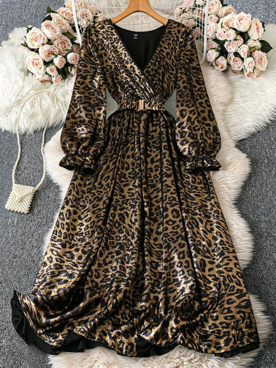 Turn heads with this Elegant Plus Size Leopard Print Long Sleeve Dress, designed to celebrate your curves with a fierce and fabulous flair. The playful leopard print adds a wild touch, while the long sleeves keep it chic and cozy. Perfect for any occasion where you want to feel confident, comfortable, and utterly stylish. Embrace your inner fashionista and let this dress do the talking!