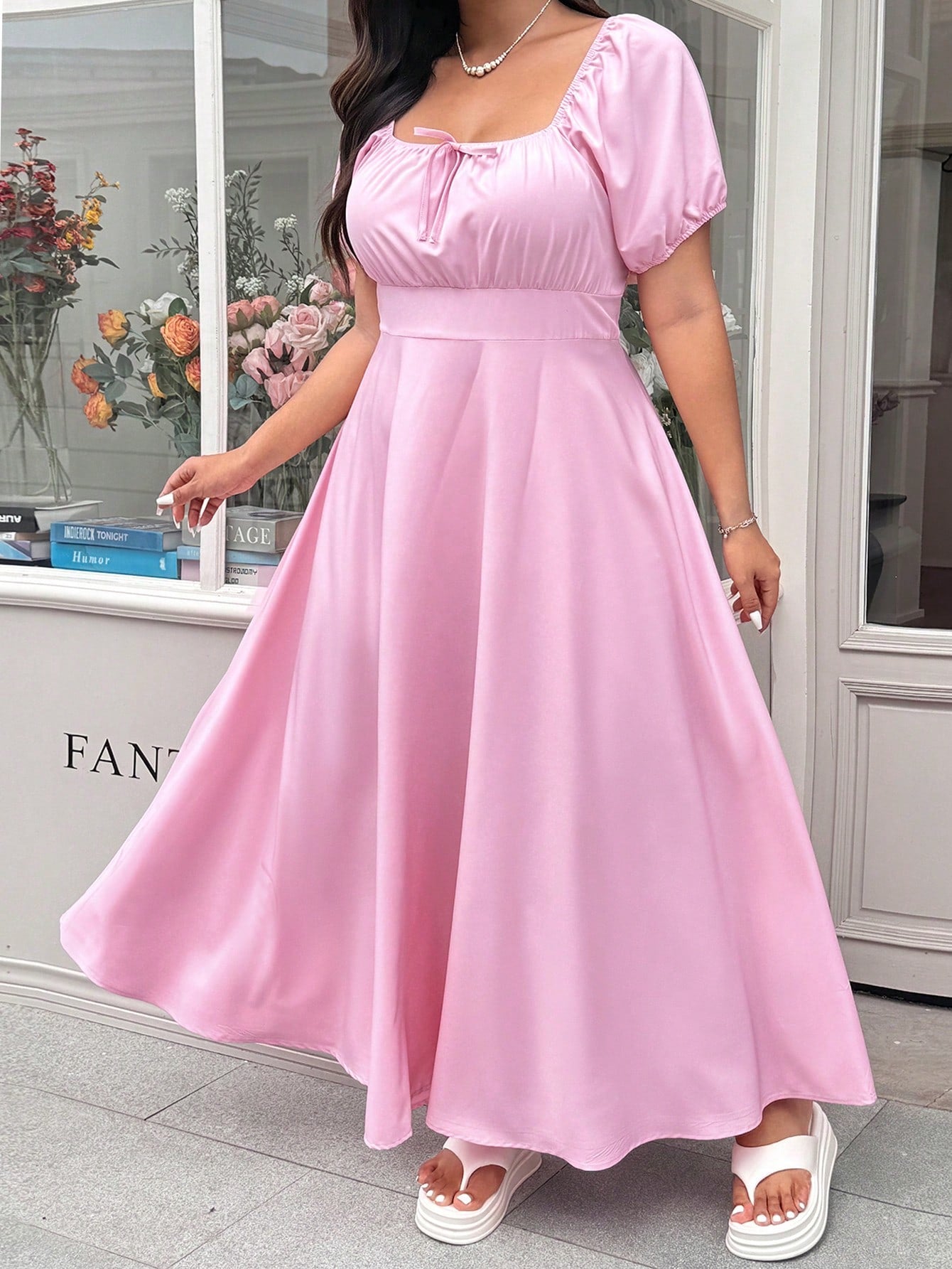 Step into spring and summer with this playful plus size lilac dress, designed to brighten weddings, vacations, and everyday adventures. The charming tie-front detail adds a flirty touch, while the soft lilac hue keeps your look fresh and fun. Comfortable and flattering, it’s your go-to for effortless style wherever the season takes you.