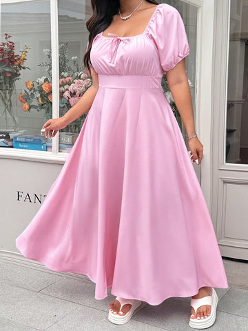 Step into spring and summer with this playful plus size lilac dress, designed to brighten weddings, vacations, and everyday adventures. The charming tie-front detail adds a flirty touch, while the soft lilac hue keeps your look fresh and fun. Comfortable and flattering, it’s your go-to for effortless style wherever the season takes you.