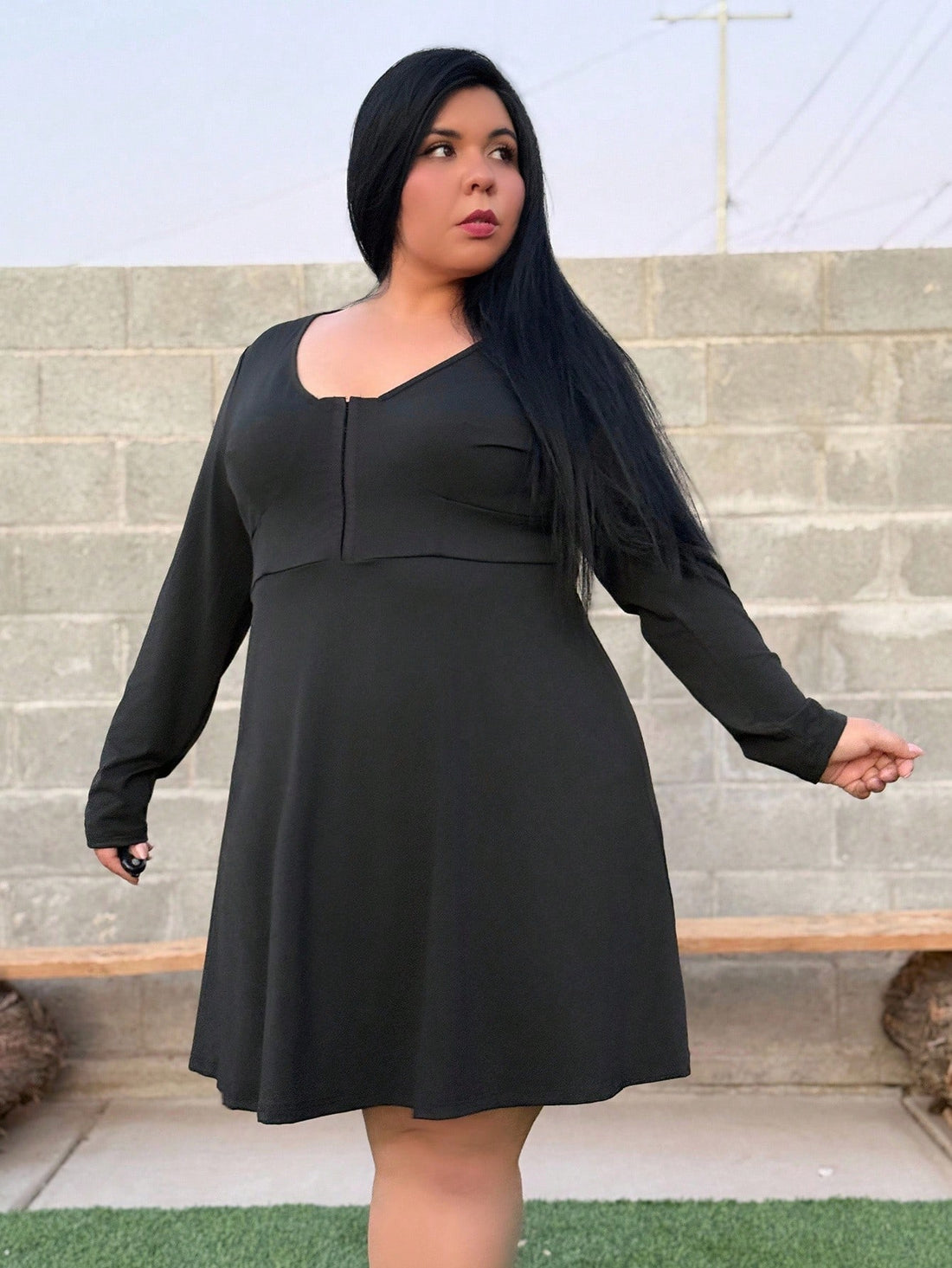 Embrace the season in style with this stunning plus-size fall dress, thoughtfully designed to celebrate your curves! The elegant long sleeves and flowing silhouette work beautifully for pear and triangle body shapes, skimming where you want and flattering where it counts. Rich autumn tones and quality fabric create an effortlessly chic look perfect for everything from casual outings to special occasions. Feel confident, comfortable, and absolutely fabulous in a dress that gets you.