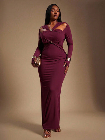 Step into the spotlight with this Elegant Plus Size Wine Dress, designed to hug your waist and celebrate your curves. Its long sleeves add a touch of mystery, while the rich wine color makes every party feel like a special occasion. Perfect for turning heads and making memories, this dress combines comfort and style effortlessly—because feeling fabulous should never be complicated.