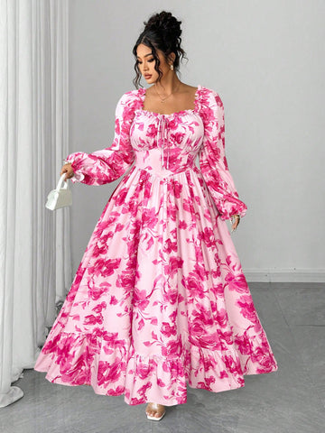 Twirl into any room with confidence in this stunning plus-size maxi dress! Featuring a charming floral ruffle hem that adds movement and personality, this versatile piece transitions seamlessly from casual coffee dates to evening celebrations. The flowing silhouette flatters your curves while the elegant design ensures you'll feel fabulous whether you're running errands or stealing the spotlight at special events. Comfort meets style in a dress that's as fun to wear as it is beautiful to look at.