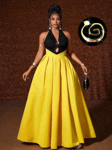 Make a statement in this stunning plus-size maxi party dress that's all about confidence and glamour. The daring backless design shows off your best angles while metallic accents catch the light with every move. Perfect for celebrations, date nights, or whenever you want to feel absolutely fabulous. Slip into elegance and let your personality shine through—because you deserve to turn heads and feel incredible.