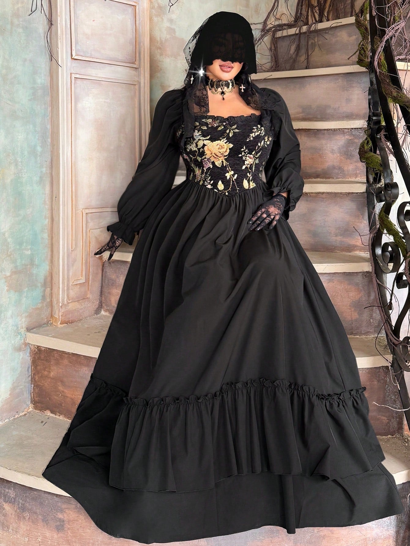 Step into medieval elegance with this stunning plus-size jacquard A-line dress, designed to turn heads through autumn and winter. The intricate jacquard fabric brings timeless sophistication, while the flattering A-line silhouette celebrates your curves beautifully. A charming ruffle hem adds playful movement and dimension to every step. Perfect for special occasions, themed events, or anyone craving a touch of regal drama in their wardrobe. Embrace your inner royalty in a dress that's as comfortable as it 