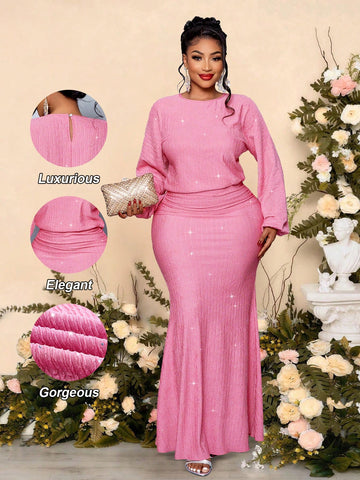 Make a statement at your next big event in this stunning mermaid hem dress designed for curves and confidence. The dramatic lantern sleeves add a touch of whimsy and romance, while the flowing silhouette flatters your figure from bust to knee before gracefully hugging your hips. Perfect for weddings, graduations, or any occasion calling for elegance with personality. This plus-size beauty combines timeless sophistication with playful flair—because looking fabulous should be fun!