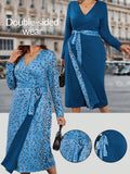 Turn heads in this Elegant Plus Size Reversible Blue Leopard Print V-Neck Wrap Dress! With its bold blue leopard print on one side and a sleek solid look on the other, this dress lets you switch up your style in a snap. The flattering V-neck and wrap design embrace your curves beautifully, making every moment feel like a celebration. Perfect for those who love a little wild flair with a touch of elegance.