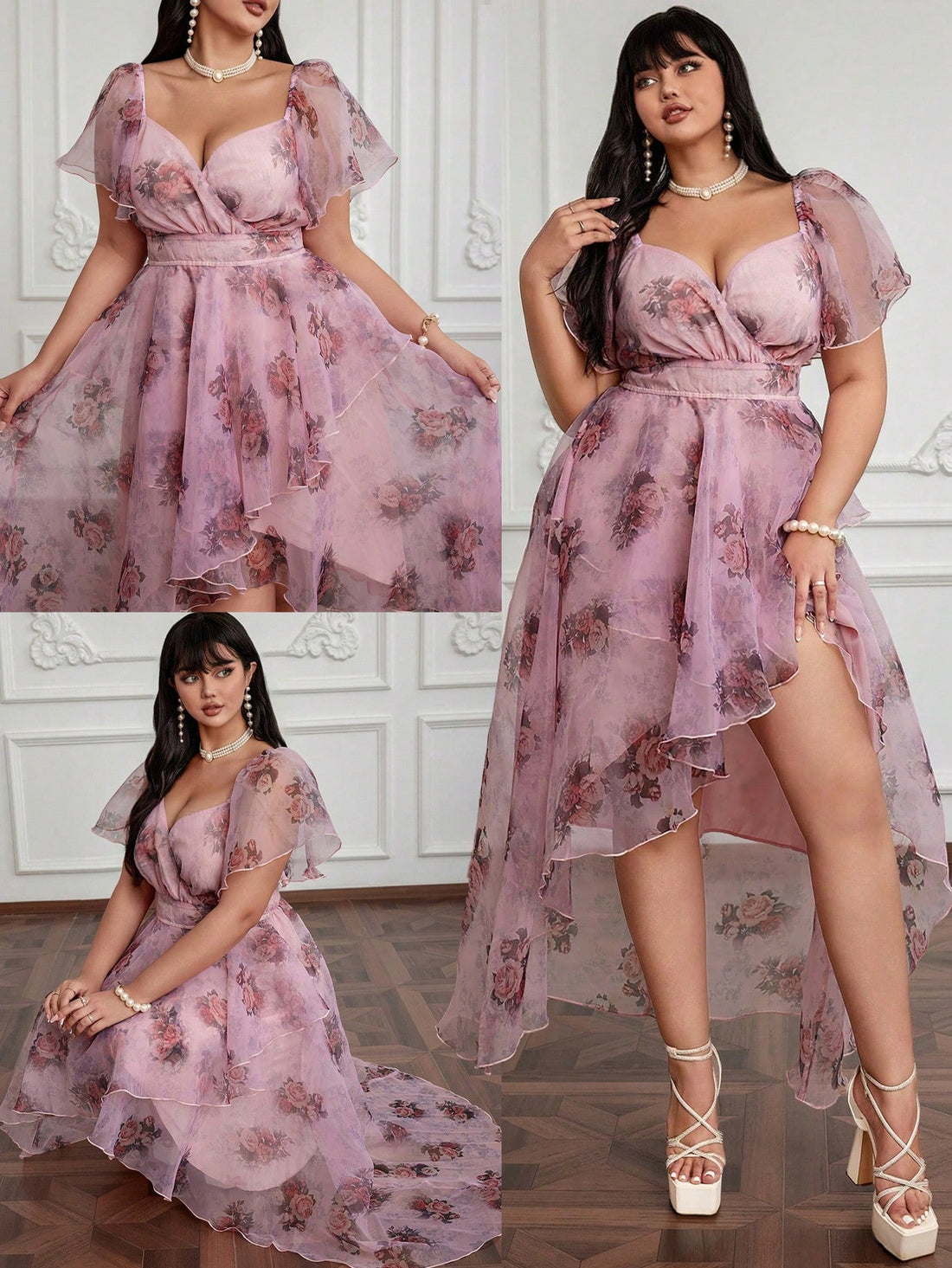 Step into romance with this playful plus size pink maxi dress, featuring a flattering sweetheart neckline and a charming floral print. Its flowing silhouette moves gracefully, perfect for twirling through sunny days or special evenings. Embrace elegance with a fun, flirty twist that celebrates your curves beautifully.