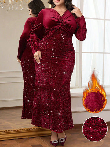 Shimmer into the spotlight this holiday season with our fabulous plus-size sequin dress! Featuring a chic twist design that flatters your curves and catches every light, this showstopper is ready to turn heads at any Christmas celebration. The dazzling sequin fabric brings instant glamour and festive sparkle, while the thoughtful twist detail adds a touch of sophistication and movement. Perfect for parties, dinners, or anywhere you want to feel absolutely radiant. Slip into confidence and celebrate in style