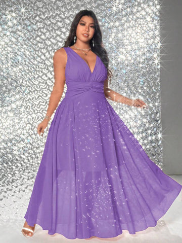 Step into the spotlight with this Elegant Plus Size Sleeveless Chiffon Dress, designed to make every romantic party or event unforgettable. Its flowing chiffon fabric dances with your every move, while the sleeveless cut keeps you cool and confident. Perfectly tailored to flatter your curves, this dress combines comfort and charm for a playful yet sophisticated look. Get ready to twirl, laugh, and shine all night long!