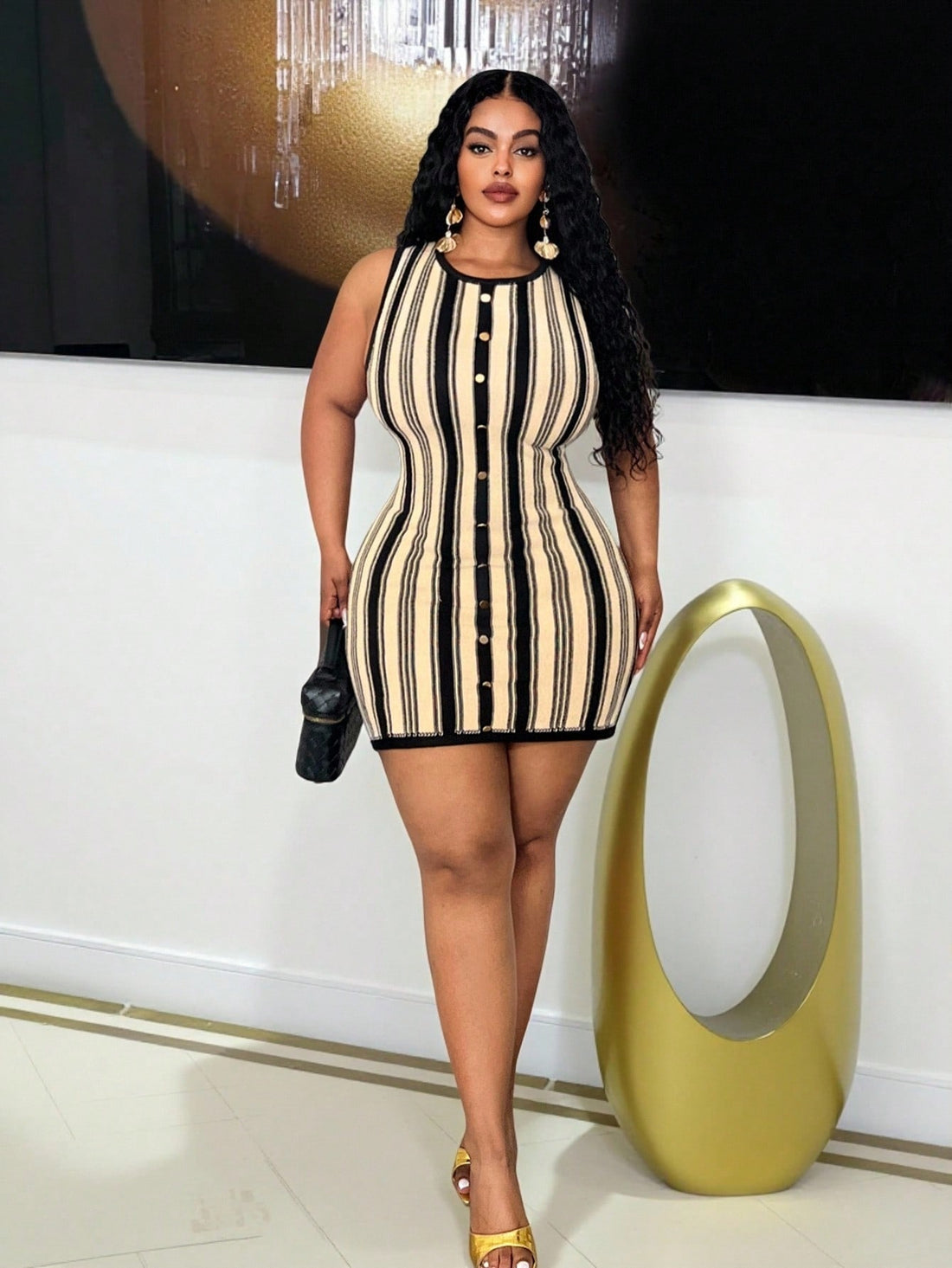 Turn heads this spring and summer with this Elegant Plus Size Sleeveless Body-Con Sweater Dress. Its fitted silhouette celebrates your curves while the minimalist retro style keeps things effortlessly chic. Lightweight and breathable, it’s perfect for sunny days or layering on cooler evenings. Playful yet sophisticated, this dress is your new go-to for stylish confidence all season long.