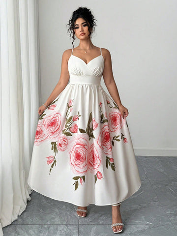 Step into effortless charm with this elegant plus size sleeveless long dress, adorned with a delightful rose floral print. Perfect for casual outings or holiday escapes, its flowing design offers comfort and style all day long. Embrace your curves and bloom beautifully wherever you go!