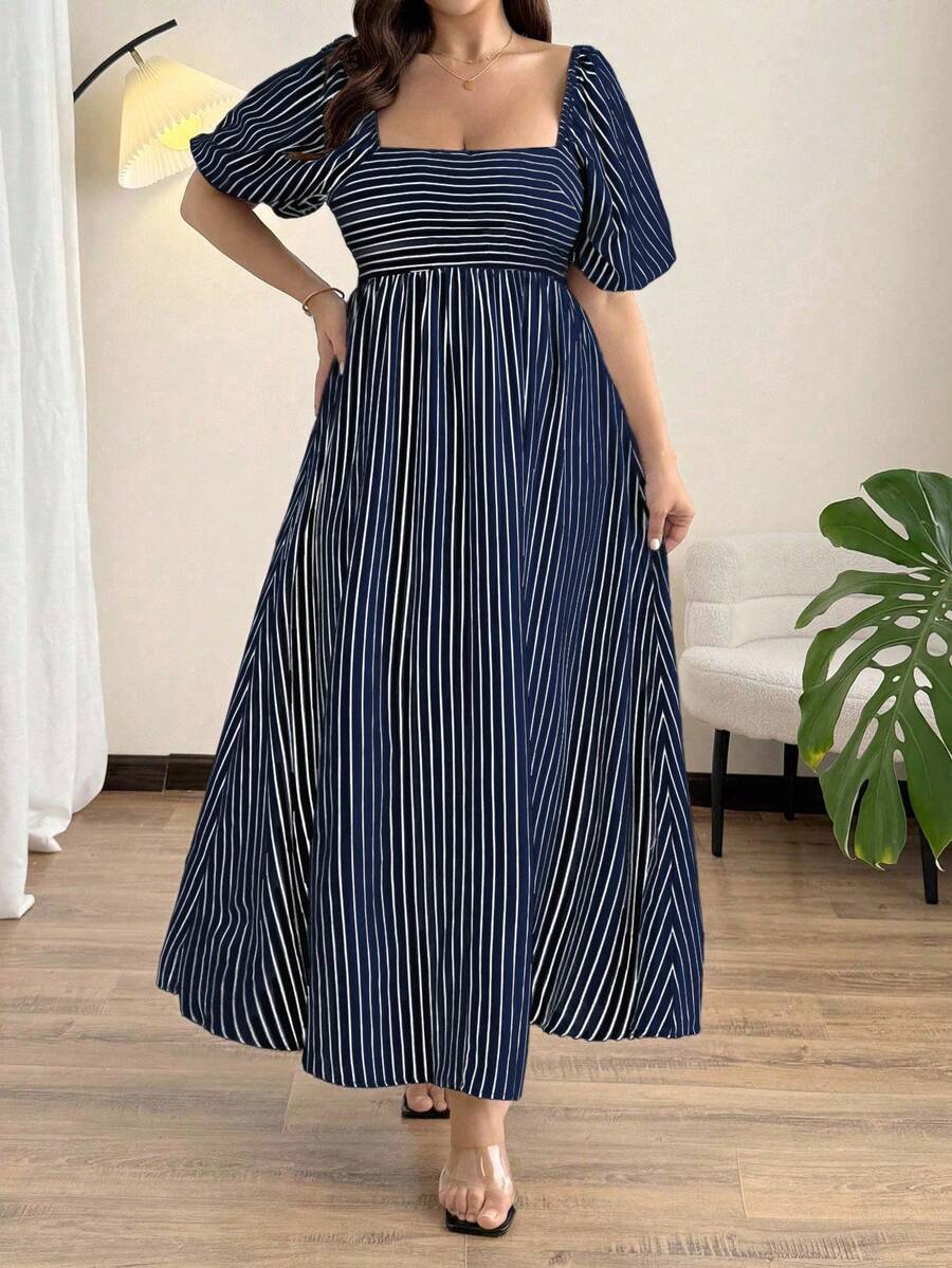 Step out in style and comfort with this Elegant Plus Size Striped Floral Peplum Jumpsuit. Featuring a playful mix of stripes and floral patterns, this jumpsuit embraces your curves with a flattering peplum waist and breezy short sleeves. Perfect for turning heads at brunch or a casual night out, it combines fashion and ease in one chic package.