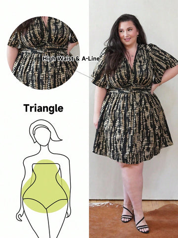 Celebrate your curves with this stunning plus-size summer dress designed with pear-shaped figures in mind! The flattering V-neck draws attention upward while the playful ruffle hem adds movement and dimension where you want it most. Crafted from breathable fabric perfect for warm weather, this Truni design combines comfort with undeniable style. Whether you're heading to brunch, a garden party, or a casual evening out, you'll feel confident and fabulous in this versatile piece that works as hard as you do—l