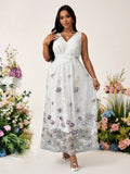 Step into summer with this playful plus size dress designed to turn heads. Featuring delicate floral embroidery and airy mesh patchwork, it blends comfort with whimsical charm. Perfect for sunny days and balmy nights, this dress offers a flattering fit that keeps you feeling breezy and beautiful all season long.