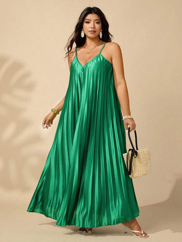 Step into summer with this Elegant Plus Size Summer Pleated Strap Dress! Its flowing pleats and solid color create a chic, breezy look perfect for sunny days and warm nights. The adjustable straps add a flirty touch while ensuring a comfy fit. Whether you're headed to a garden party or a casual brunch, this dress brings effortless style and playful charm to your wardrobe.