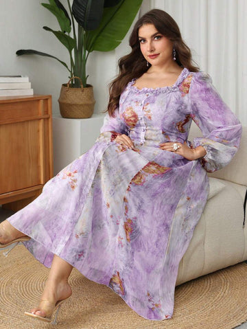 Twirl into spring and summer with this stunning tie-dye chiffon dress that celebrates your curves in the most fabulous way! The playful tie-dye pattern brings artistic flair, while soft puff sleeves add a touch of romance and dimension. A charming ruffle hem dances with every step, creating movement and personality. Crafted from lightweight chiffon, this plus-size beauty offers breathable comfort perfect for warm-weather adventures. Whether you're heading to brunch, a garden party, or a casual getaway, this