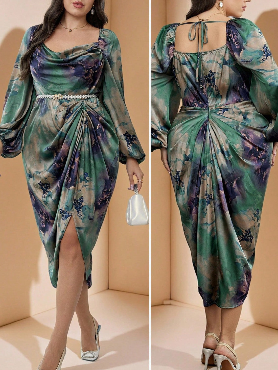 Elevate your wardrobe with this stunning tie-dye dress that celebrates bold color and effortless style. The ruffled neckline adds a touch of romance, while voluminous lantern sleeves create a flattering silhouette that moves beautifully. Crafted for plus-size figures, this piece offers comfort without compromising on chic appeal. Perfect for making a statement at brunches, date nights, or whenever you want to feel fabulous and fashion-forward. Embrace your curves and express your unique personality in this 